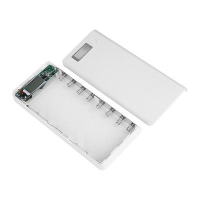 8x Powerbank-Gehäuse Mit Zwei USB-Anschlüssen LCD-Display Weiß Vs1K