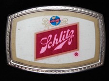 PF07150 NOS VINTAGE 1970s  SCHLITZ BEER  BEER BREWING CO. BOOZE BELT BUCKLE