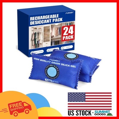 Portable Rechargeable Desiccant Packs - 100g, 24 Packs with Humidity Indicator