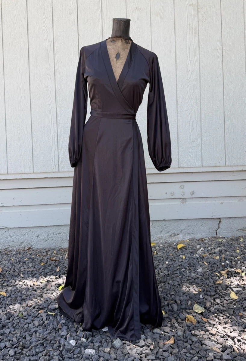 1970 evening dresses Vintage 1970s Silk Gown with Matching Stole Halter Style Dress  Poppy's Vintage Clothing Evening Dresses Formal 70's Dresses