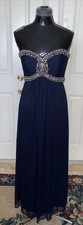 Xscape Joanna Chen Prom Formal Beaded Sweetheart Strapless Dress Gown Navy 8