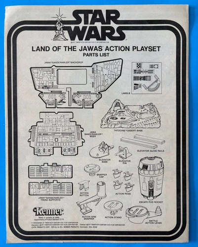 STAR WARS 1979 VINTAGE KENNER LAND OF THE JAWAS ACTION PLAYSET INSTRUCTIONS