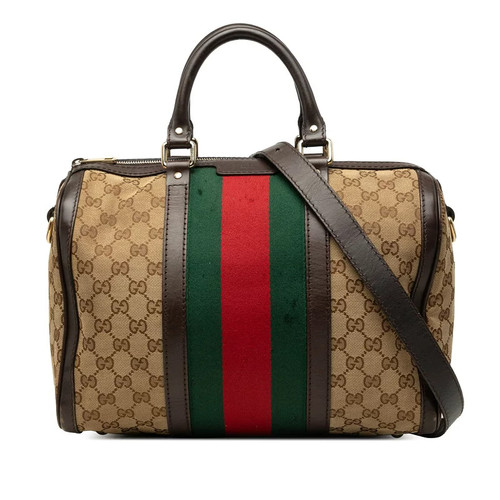 Gucci GG Canvas Sherry Line Handbag Mini Boston Bag Shoulder Bag 2WAY 247205