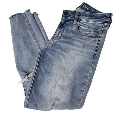 American Eagle Women s 8 SHORT Jegging Jeans Distressed Light Wash Stretch #1461