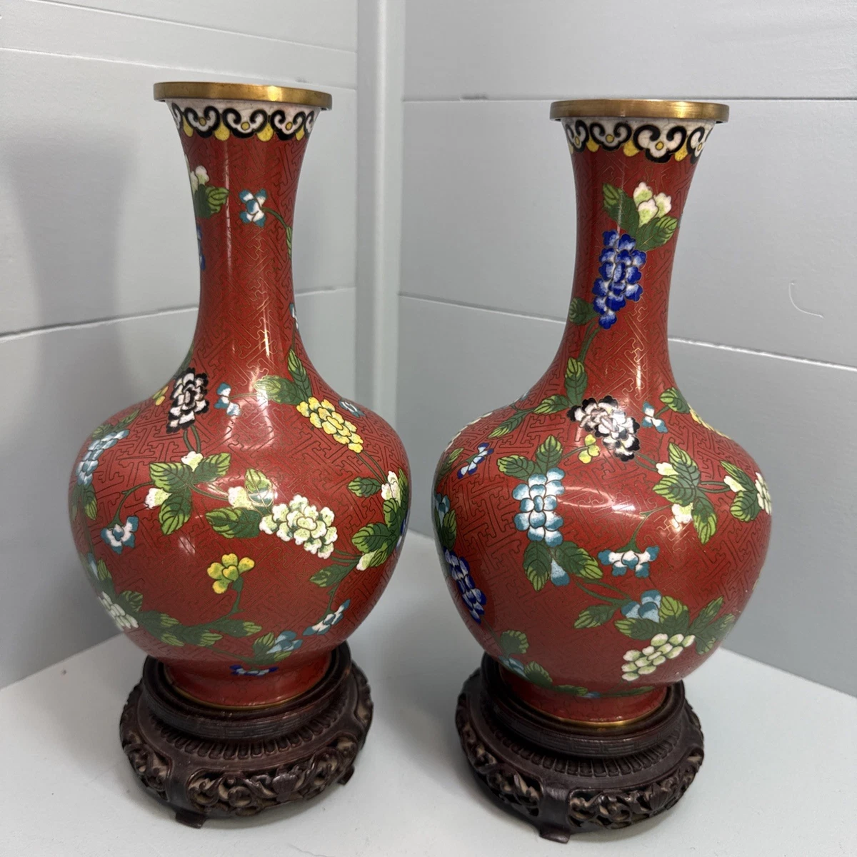 红色中国古董花瓶| eBay