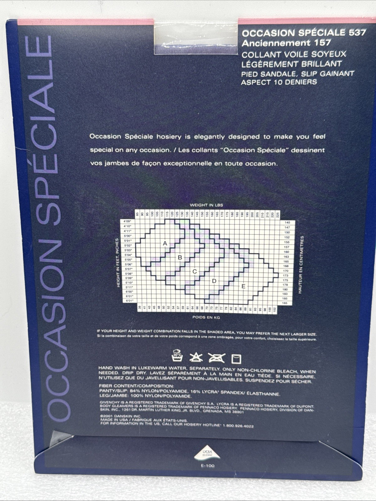 2001 Givenchy Hosiery Pantyhose Body Gleaners Size A Blue Dahlia Shimmer Sheer thumbnail 4