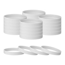 24Pcs Rubber Bracelets, Silicone Wristbands Solid Color for Sports White