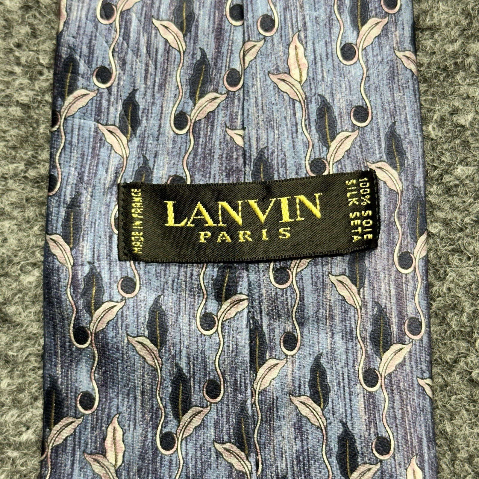 Lanvin Paris Floral Leaves France 100% Silk Neck Tie Men's 58"