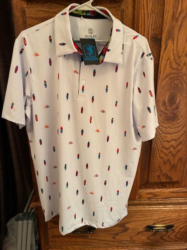 #273 NEU MIT ETIKETT SCALES MEDIUM HERREN POLO SUNSET SESSION SURFBRETT DESIGN