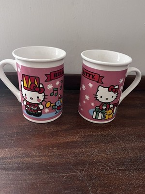 Sanrio Hello Kitty Coffee Tea Cocoa Mugs (2) Holiday 2013 Christmas Theme Pink