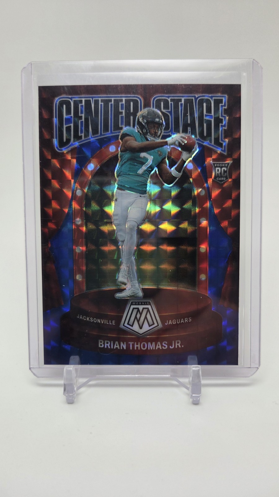 2024 Panini Mosaic Football Brian Thomas Jr Center Stage Blue Prizm /99 Rookie