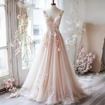open lace back dress Pink Strapless Floral Lace A-Line Dress