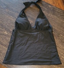 NWT Old Navy Womens Sz XS Tankini Swimsuit Top Black Halter Xtra SMALL