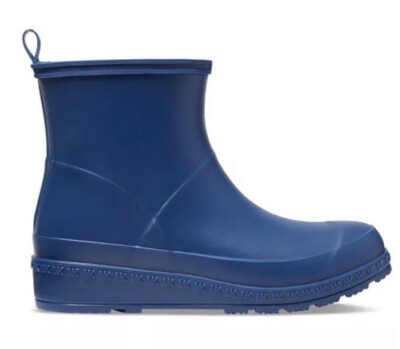 Michael Kors Mac Pull On Rain Ankle Booties in River Blue Size New In Box