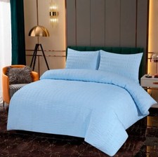Seersucker Luxury Duvet Cover With Pillow Case Bedding Quilt Cover set All Sizes