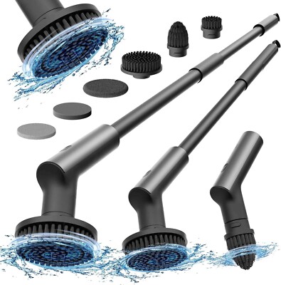 HOTO Elektrischer Spin Scrubber, Wiederaufladbarer Duschschrubber mit 6 Bürstenköpfen & E