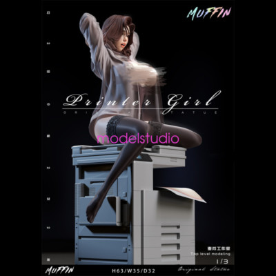 Muffin Studio Printer Girl 1/3 Resin Statue In Stock H63cm PU DIY Cast Off