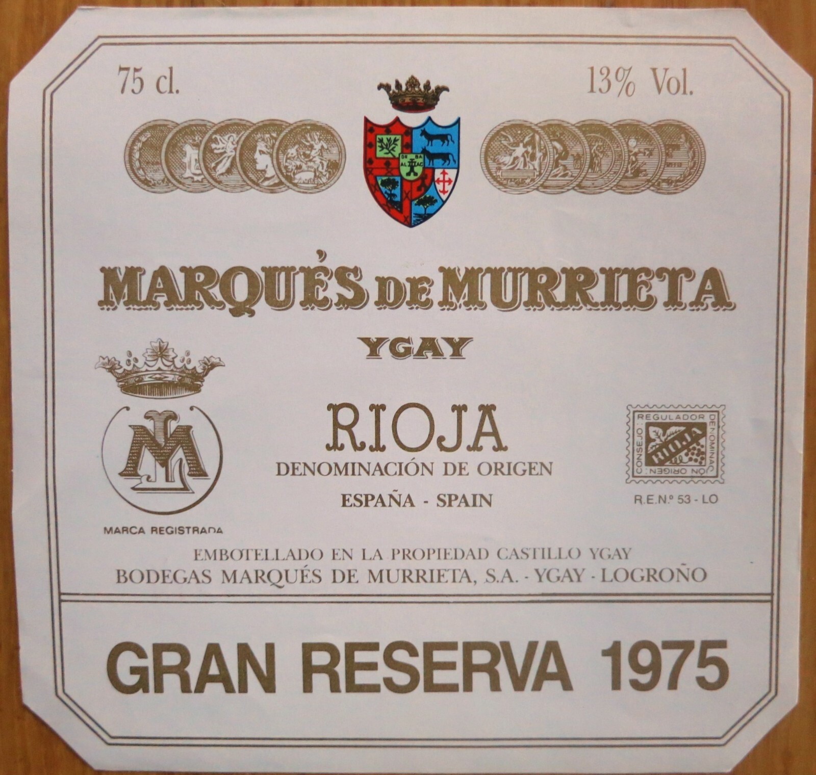 Etiquetas vinos ESPAÑA MARQUES DE MURRIETA YGAY Gran Res 75 Labels wine