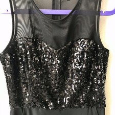 H&M TUTINA TUTA CORTA SHORTS PANTALONCINO JUMPSUIT NERA PAILLETTES TG. 40 NUOVA