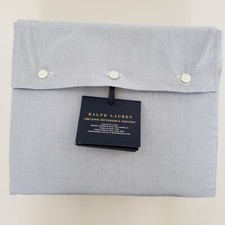 Ralph Lauren King Organic Cotton Reversible Duvet Cover Blue White 470