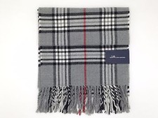  65 John Ashford Unisex Men Gray Black Red White Plaid Warm Winter Acrylic Scarf