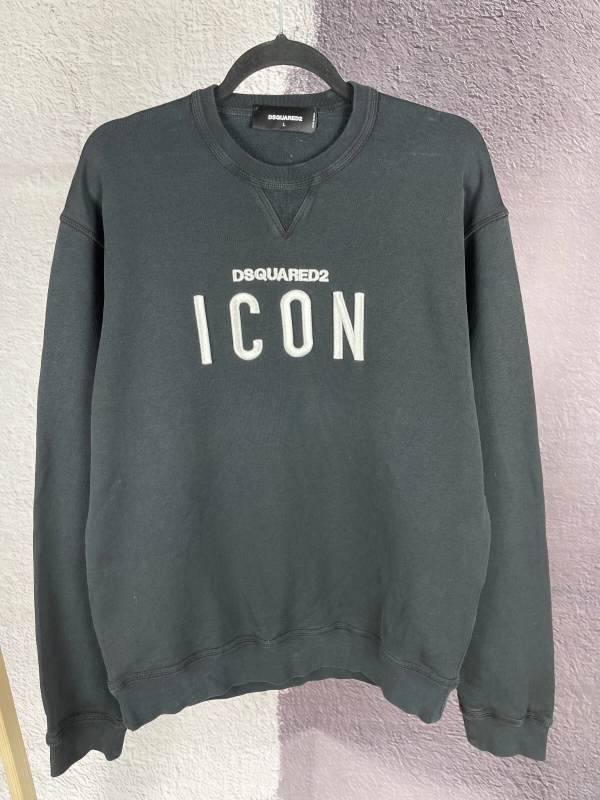 DSQUARED2 Felpa nera Dsquared 2 Icon grande logo ricamato