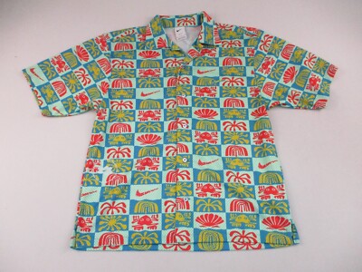 Nike Sportswear All Over Print Floral Symbol Button Shirt DV0041-446 Size Medium