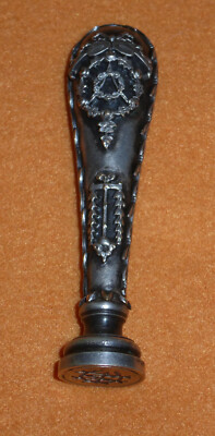 Freimaurer (?) Jugendstil Petschaft versilbert Monogramm EW WE E.W. W.E. um 1900
