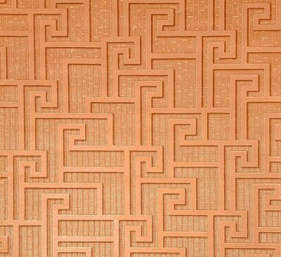 96236-2 Versace Orange Red Copper Metallic Greek Key lines textured Wallpaper 3D