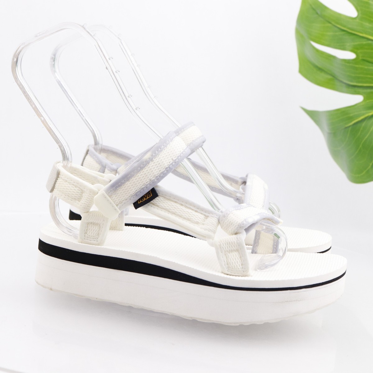 Teva Women's Flatform Universal Sandal Size Platform White Strappy  Adjustable