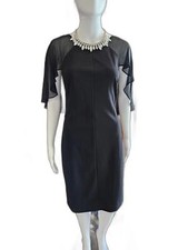 Calvin Klein Scuba Crepe Dress with Chiffon Caplet