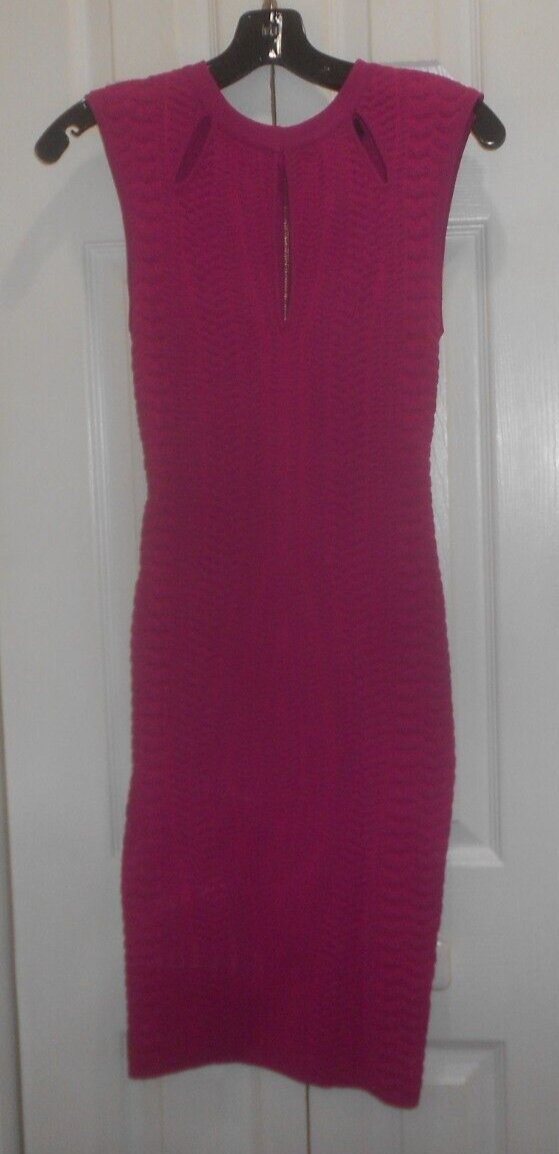 bebe hot pink bandage dress Women's Textured Stretchy Back Zip Cutout Size XS knox-henderson