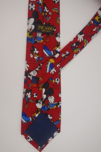 Disney Mickey Mouse Men's Necktie Soccer Novelty Picasso Hand Made Tag - Picture 3 of 3