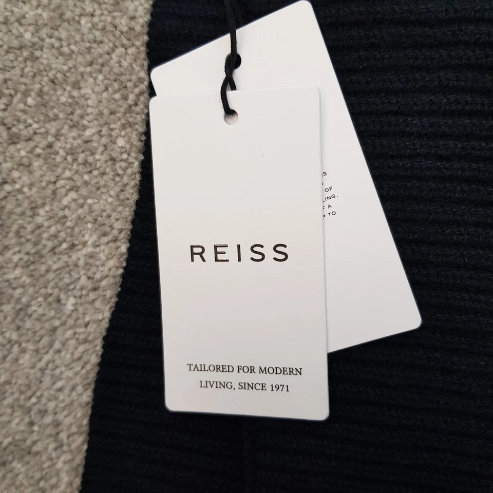 Reiss Scarf Blue Navy Chesterfield Ribbed Merino Wool 172cm - Image 2 of 4