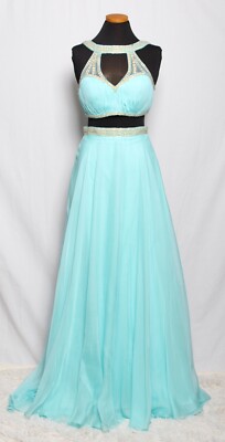 NIGHT MOVES BY ALLURE 2PC SEAFOAM CHIFFON TOP SKIRT PROM FORMAL GOWN DRESS  8 | eBay