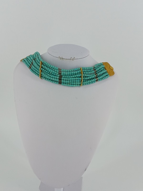 Turquoise Beaded and Leather Choker