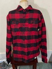 Flannel shirt for men red black long sleeve button down shirt Size Large