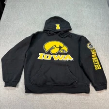 J America Hoodie Iowa Hawkeyes Mens Medium Black Pullover Fleece Sportswear