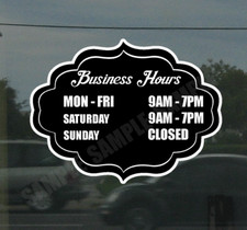 Business Hours Custom Door Glass Sign Decal Sticker Store Retail Print Style A