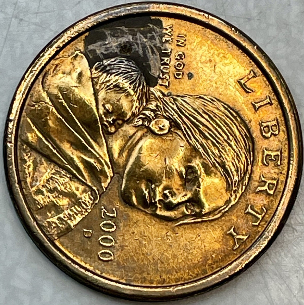 2000 D Sacagawea 1 Dollar Error Coin No Edge Lettering Writing