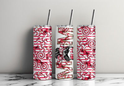 MOM,Christmas, peppermint,coffee Skinny 20oz Tumbler W/ Lid & Straw