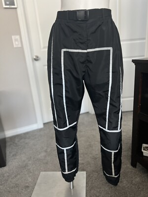 Black Pretty Little Thing Parachute Pants With Reflective Strips Size 8
