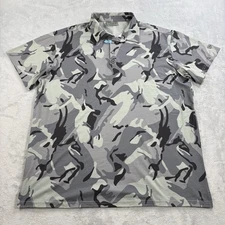 Warrior Camo Polo Shirt Mens XL Gray EMR Moisture Wicking Stretch Camouflage