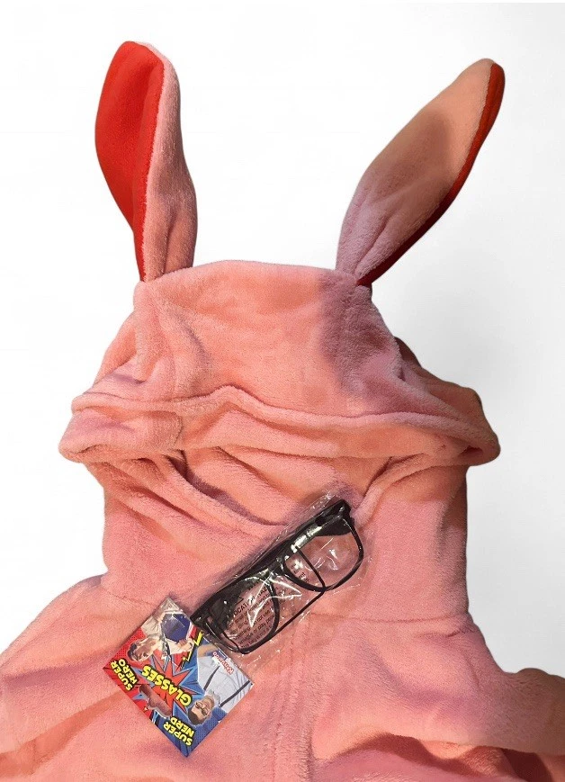 Disfraz de conejo de Pascua trastornado de una pieza rosa polar para adulto A Christmas Story Foto 2 de 4