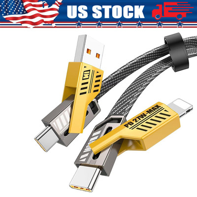 3Ft 65W 4 in 1 Multi Charging Cable Flat Braided USB C Charge Cord Transfer lot