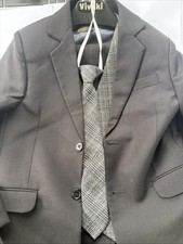 E.SAM of London Grey Tartan Waistcoat and Tie Set Boys, Age 7-8