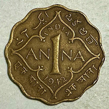 1942 B British India 1 Anna - George VI King Emperor - Bombay Mint - KM# 537a
