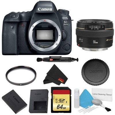 Canon EOS 6D Mark II DSLR Camera (Body Only) Basic Filter w/Memory Bundle +