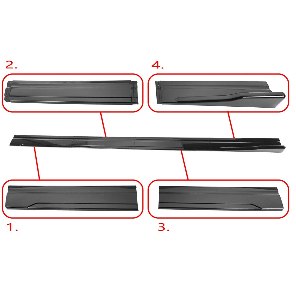 78.7" Side Skirt Extension Rocker Panel Lip Glossy Black For Nissan 240SX 200SX Foto 4 de 4
