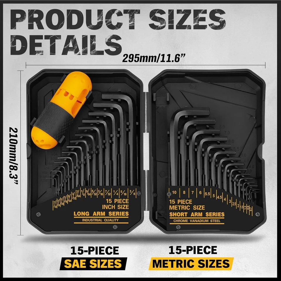 ELEAD 31 Piece Allen Wrench Hex Key Set SAE & Metric Long Short with Torque - Image 2 of 4